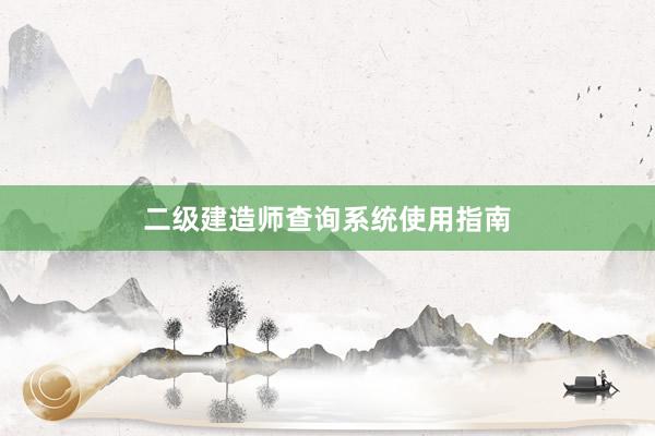 二级建造师查询系统使用指南